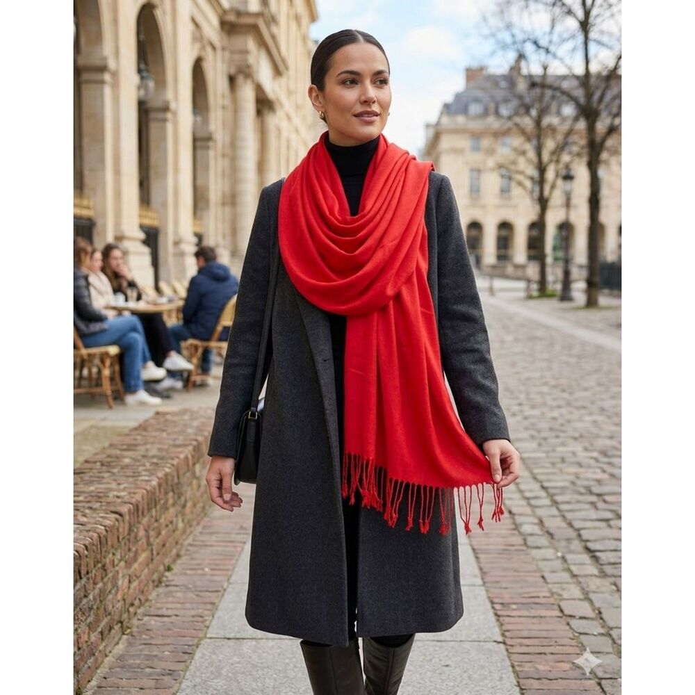 82" Solid Color Plain Long Scarf Wrap Shawl Soft Classic Fashion Fringe Tassel